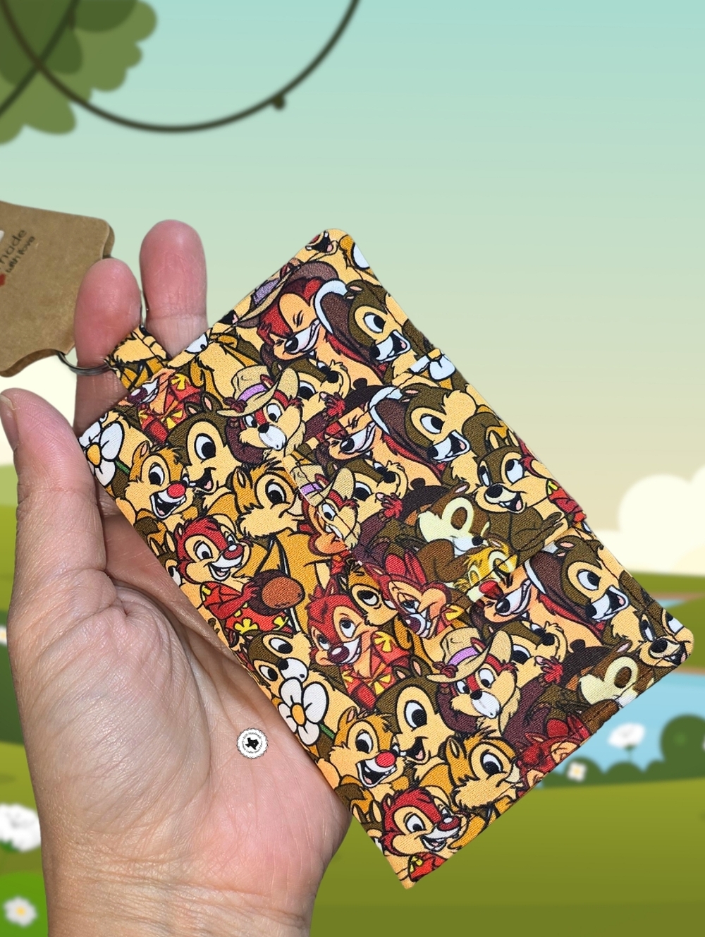 Handmade Duo Chipmunk Bifold Wallet with Magnetic Closure and Keyring